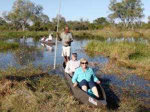 John & Carmel on the Mokura at Sango Lodge, Okavango Delta 